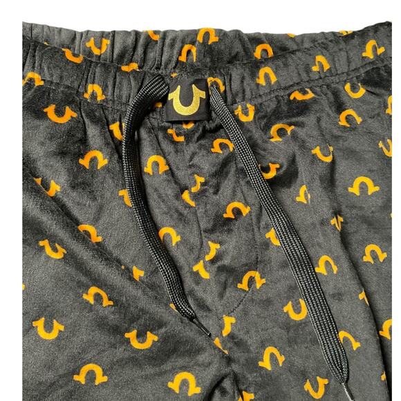 True Religion Men’s Large Lounge Pants Black Logo Print Drawstring Sleep Pants - Picture 3 of 9